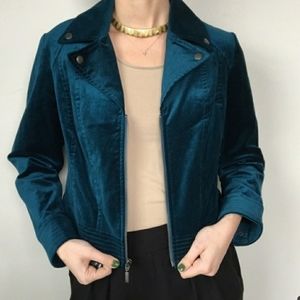 COPY - NWOT dark teal Chico's velvet crop moto ja…